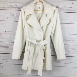 Cream Ruffled Front Coat